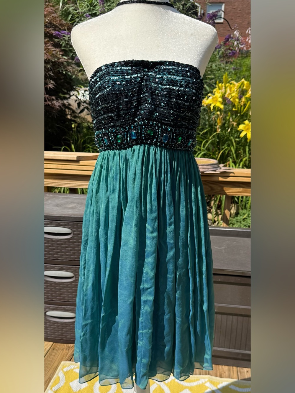 Beaded Teal Tony bowls homecoming prom strapless